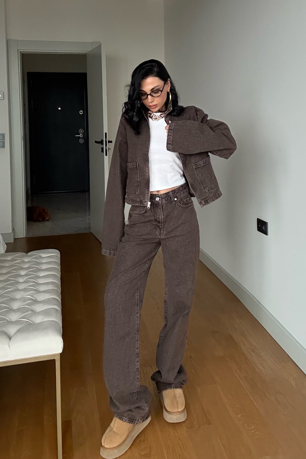 Kahve Cepli Denim Ceket SY-3501-Kahverengi