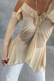 Bej Fırfır Detaylı Bluz SY-3340-Bej