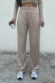 Bej Dalkıç Kumaş Basic Jogger Crop Pantolon Takım SY-1705-Bej