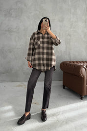 Kahverengi Yıkamalı Kısa Paça BoyFit Jean SY-3476-Kahverengi