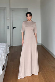 Bej Belden Oturtmalı Burano Çan Elbise SY-3008-Bej