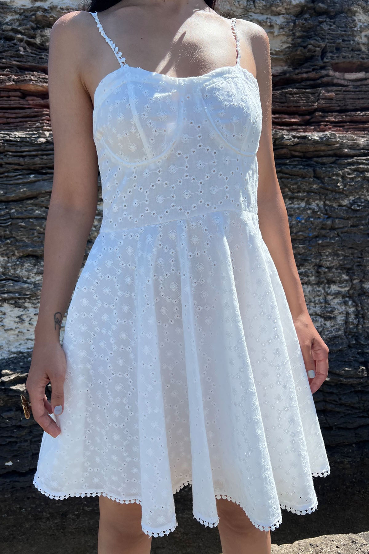 Beyaz Askılı Fisto Mini Elbise SY-0803-Beyaz