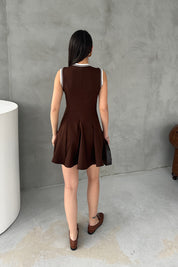 Kahve ZR Model Volanlı Mini Elbise SY-3030-Kahve