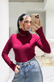 Bordo Balıkçı Yaka Body SY-3582-Bordo