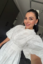 Princess White Balon Kol Elbise SY-3717-Beyaz