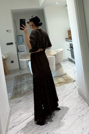Kahve Pinterest Dantel Detaylı Asimetrik Etek SY-3687-Kahve