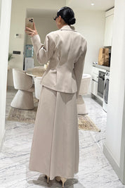 Bej Pli Detaylı Ceket Etek Takım SY-3550-Bej