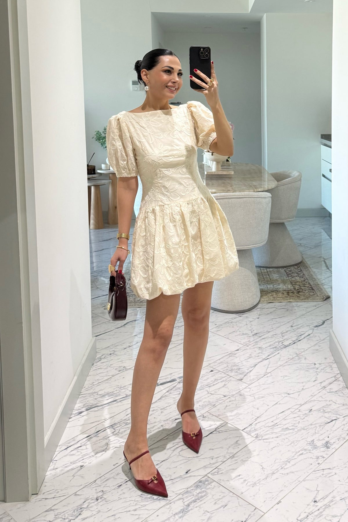 Brode Krem Mini Santorini  Elbise SY-3664-Krem