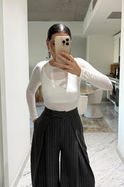 Çizgili Antrasit Pileli Kumaş Pantolon SY-3523-Antrasit