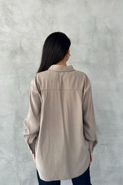 Haki Modal Kumaş Uzun Kol Basic Gömlek SY-2487-Haki