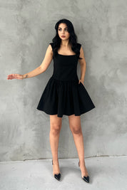 Volaren Siyah Balon Elbise SY-2915-Siyah