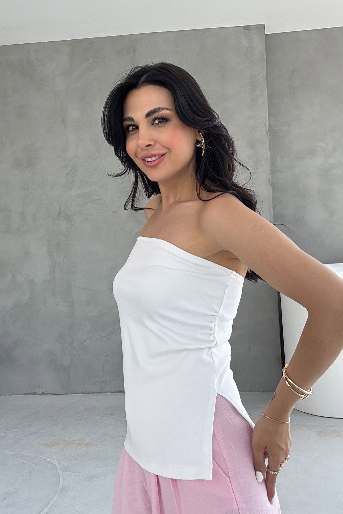 Ekru Straplez Bustiyer SY-3203-Ekru