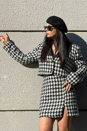 Siyah Tüvit Düğmeli Ceket Etek Takım SY-1582-Siyah