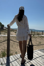 Beyaz Fistolu Gömlek Etek Takım SY-3120-Beyaz