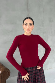 Bordo Basic Uzun Kollu Body SY-2655-Bordo