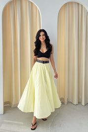 Butter Yellow Pinterest Dökümlü Premıum Etek SY-3150-Butter Yellow