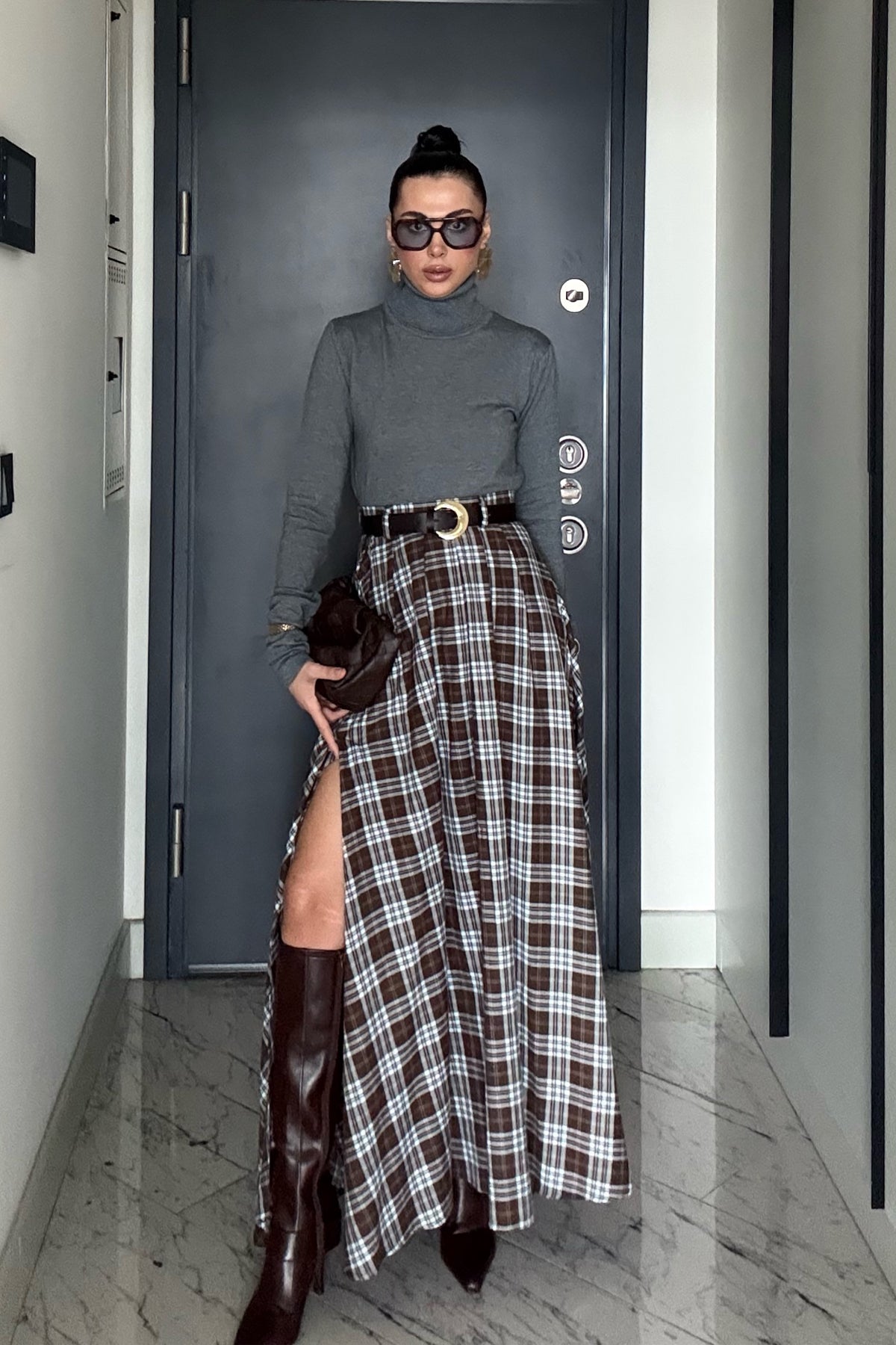 Gri Kadın Balıkçı Yaka Kazak SY-3509-Gri