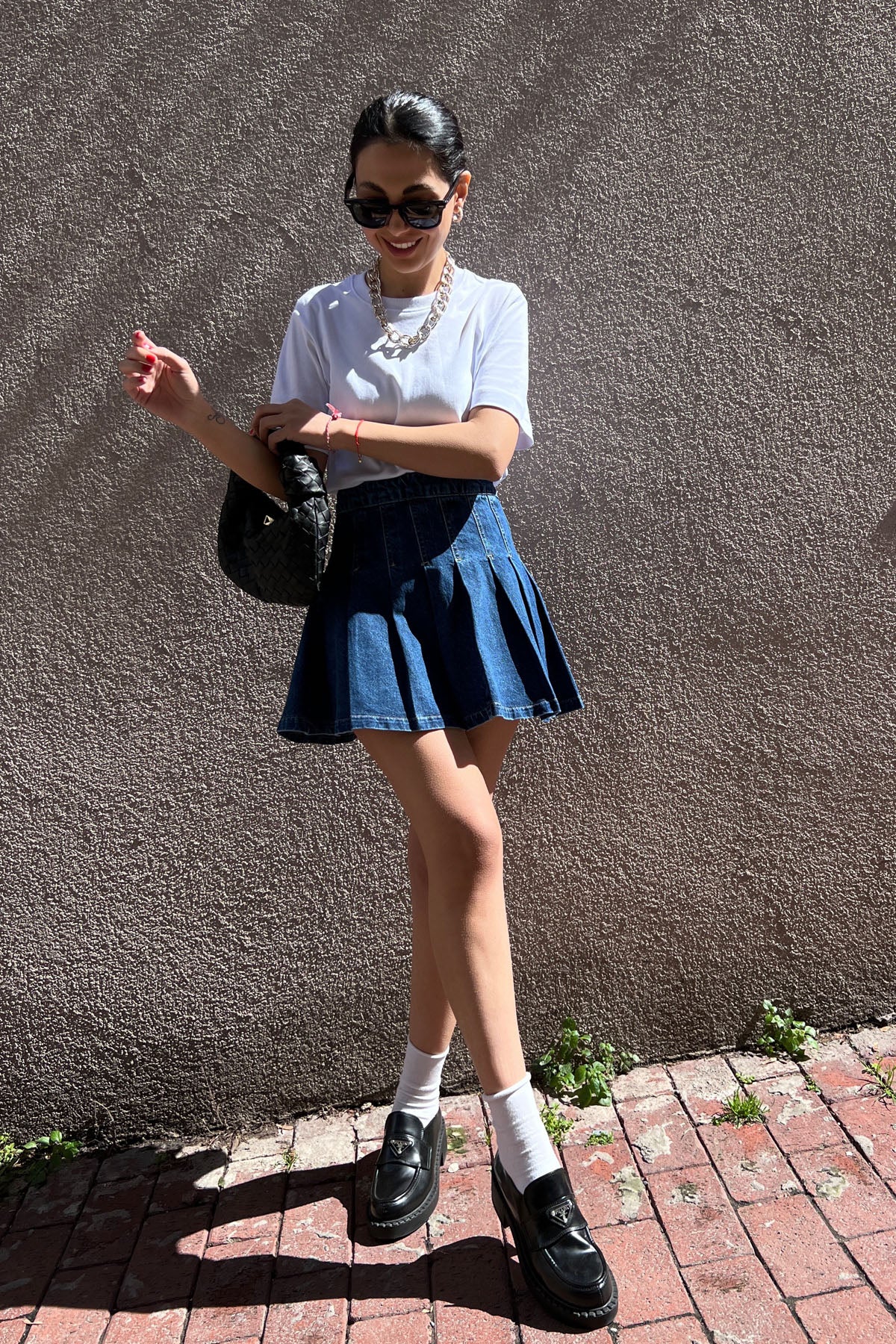 Mavi Pileli Mini Kot Etek SY-0298-Mavi