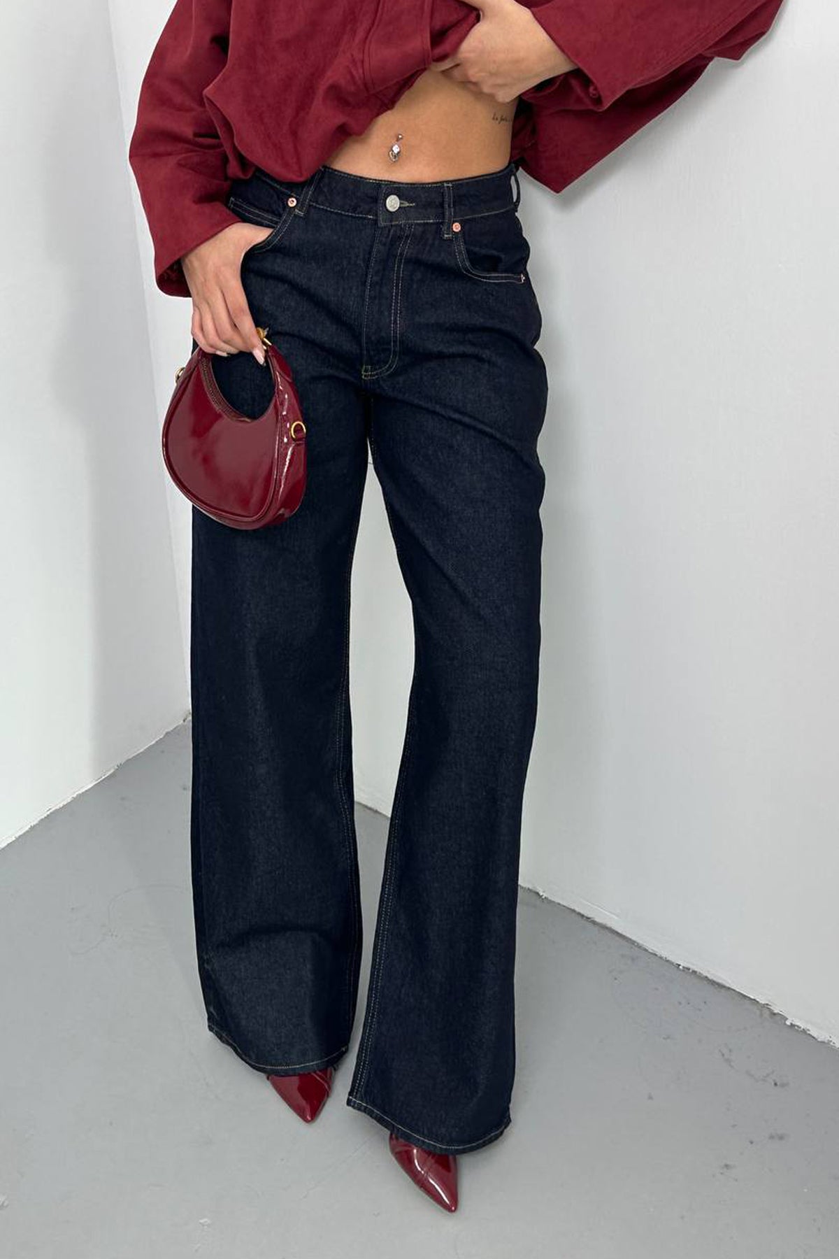 Lacivert Kot Baggy Pantolon SY-3382-Lacivert