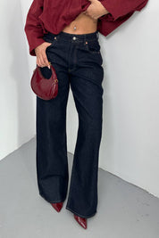 Lacivert Kot Baggy Pantolon SY-3382-Lacivert