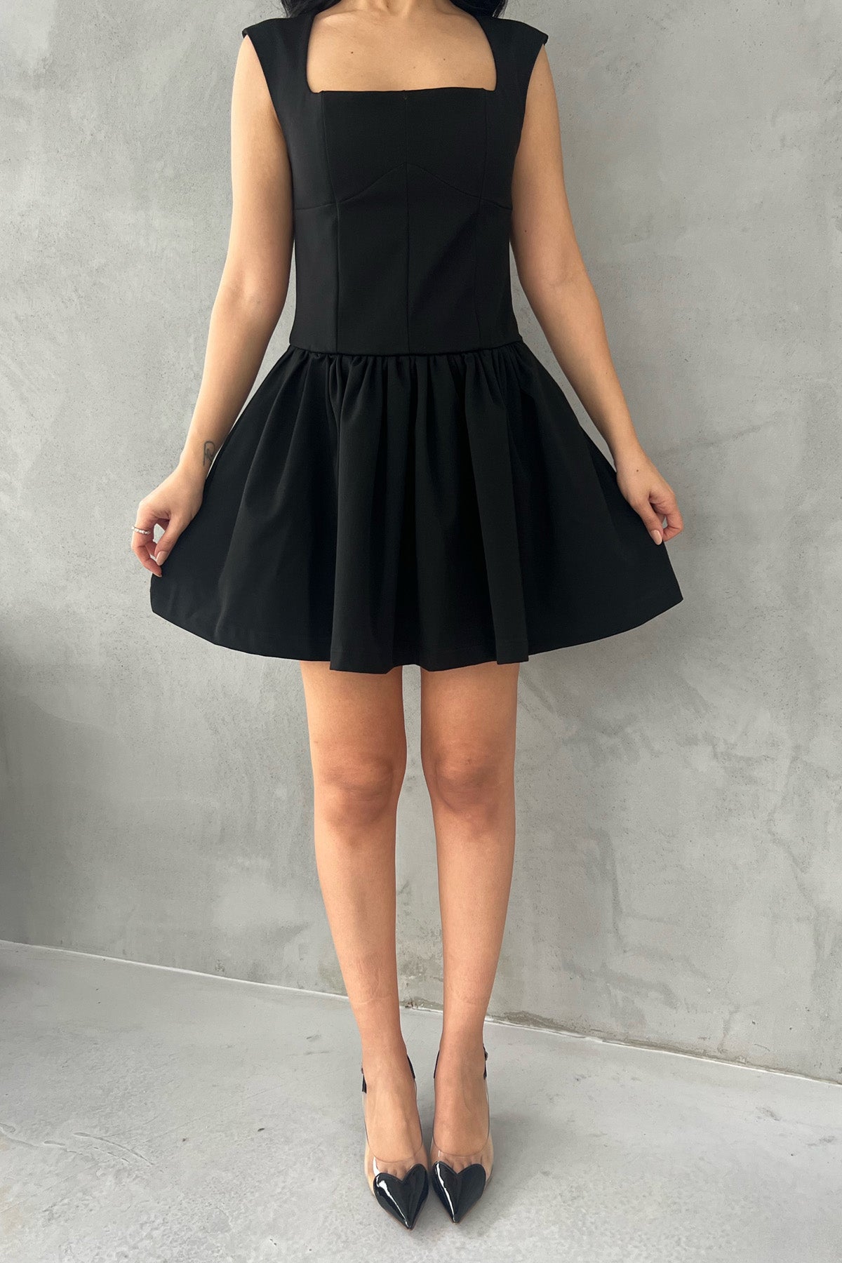 Volaren Siyah Balon Elbise SY-2915-Siyah