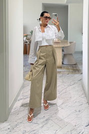 Beyaz Gipeli Crop Gömlek Poplin Takım SY-2466-Beyaz