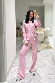 Pembe Çıtçıt Detaylı Triko Takım SY-3575-Pembe