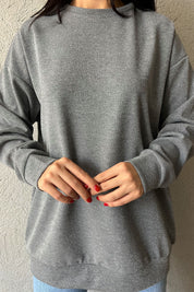 Gri Simli Bisiklet Yaka Sweat SY-1211-Gri