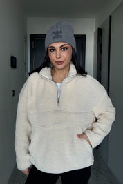 Bej Dik Yaka Peluş Sweat SY-3510-Bej