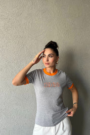 Gri 1968 Detaylı Marka Model Basic T-shırt SY-2069-Gri