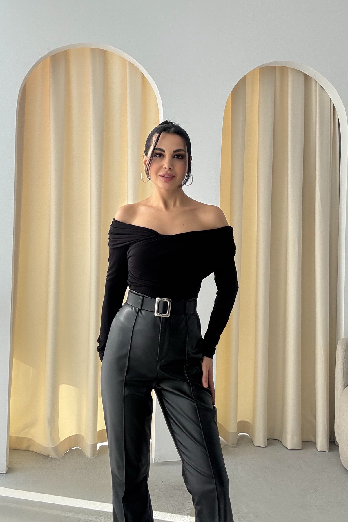 Siyah Çapraz Yakalı Bluz SY-3474-Siyah