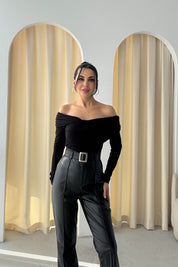 Siyah Çapraz Yakalı Bluz SY-3474-Siyah