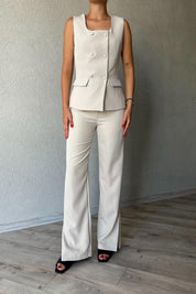 Bej Palazzo Pantolon SY-3371