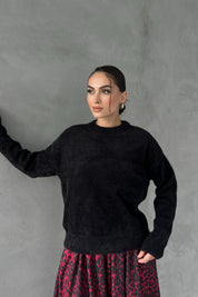 Siyah Zulia Bisiklet Yaka Basic Kazak SY-2753-Siyah