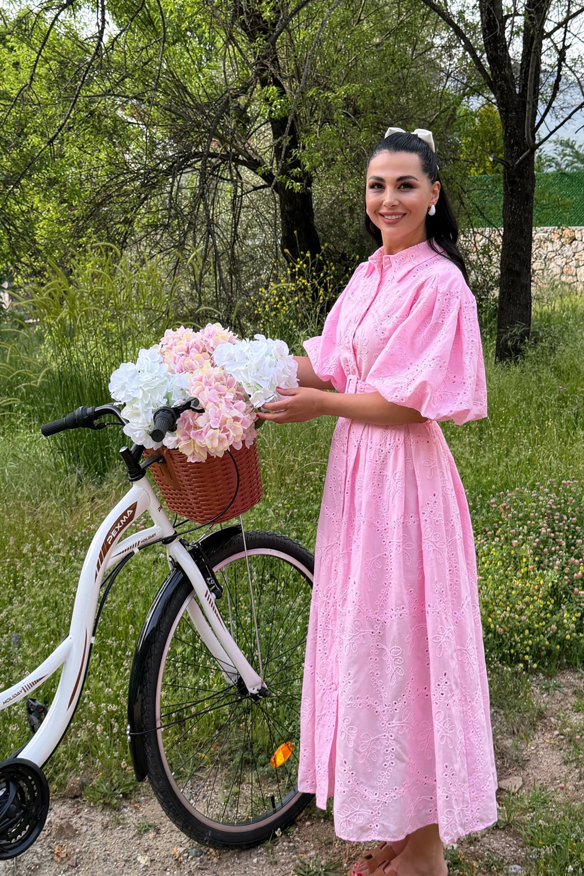Princess Pink Balon Kol Elbise SY-3717-Pembe