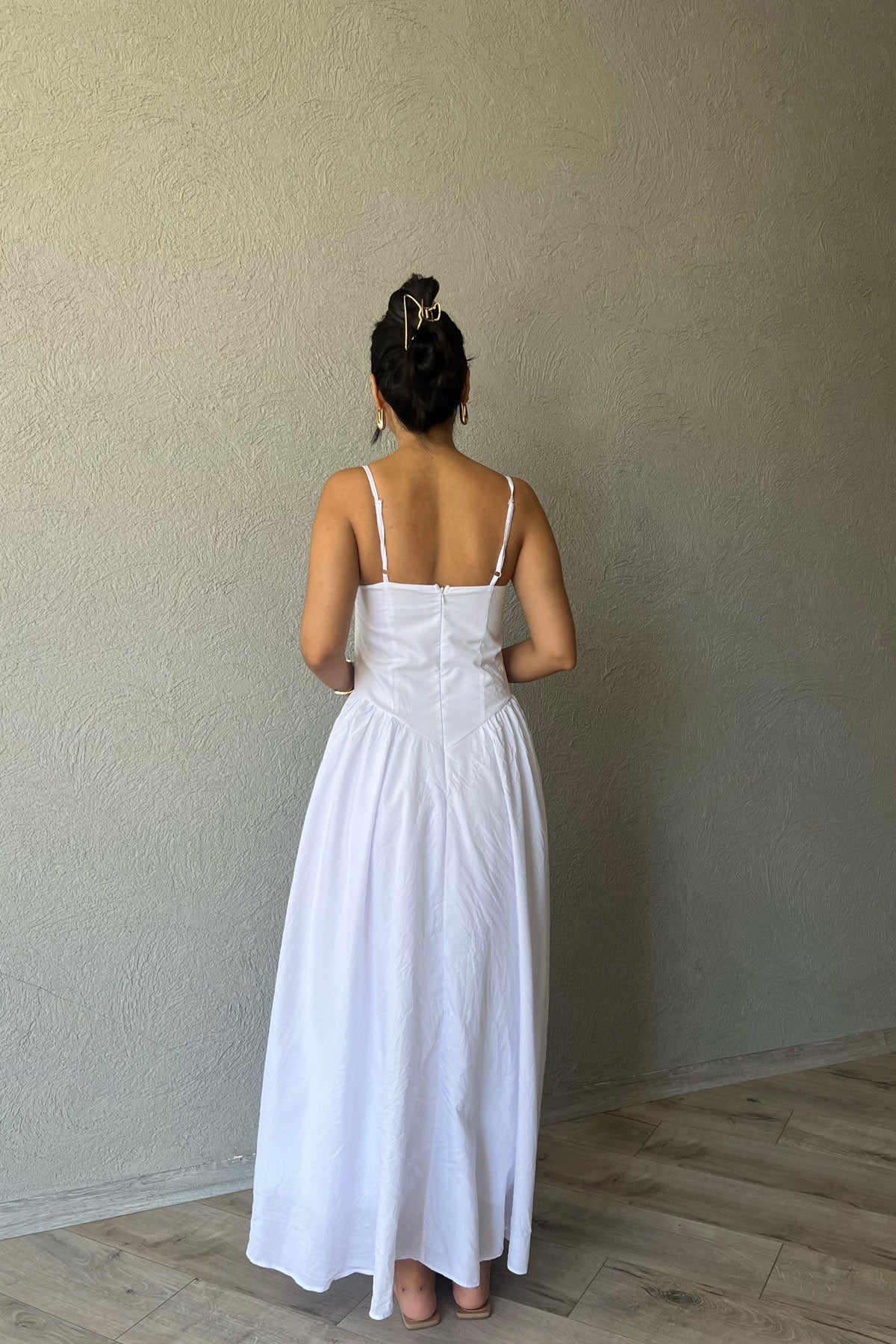 Beyaz Siena Göğüs Kulplu Elbise SY-2282-Beyaz