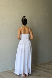 Beyaz Siena Göğüs Kulplu Elbise SY-2282-Beyaz