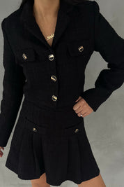 Siyah Astarlı Tüvit Crop Ceket SY-2540-Siyah