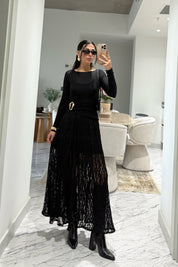 Gold Toka Detaylı Siyah Dantel Etek SY-3546-Siyah