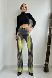 Siyah Desenli Beli Bağlama Detay Pantolon SY-0118-Siyah