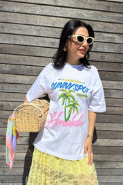 Beyaz Baskılı Renkli Tişört SY-3162-Beyaz