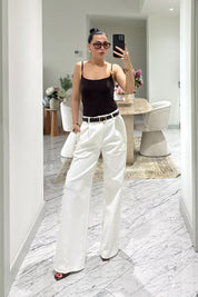 Ekru Bol Paça Premium Pantolon SY-3680-Ekru