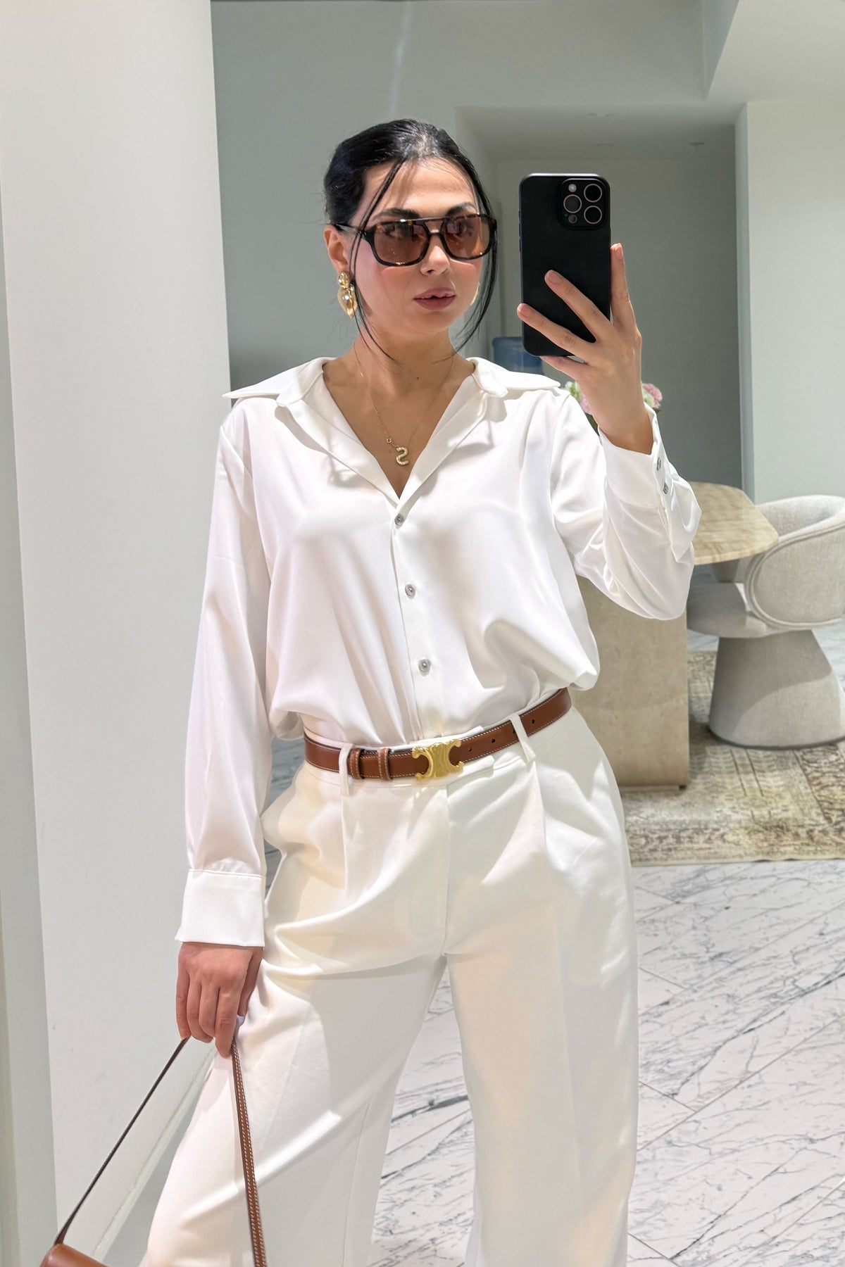 Beyaz Basic Premium Saten Gömlek SY-3684-Beyaz