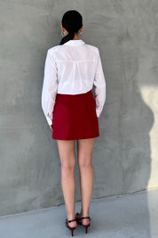 Vişne Çürüğü Fermuarlı Klasik Mini Etek SY-2777-Vişne Çürüğü