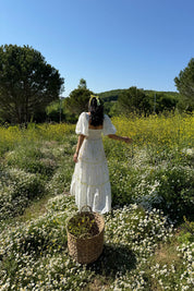 Beyaz Sarı Çiçekli Balon Kol Elbise SY-2267-Sarı