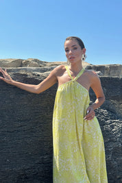 Sarı Çapraz Yaka Salaş Midi Elbise SY-0782-Sarı