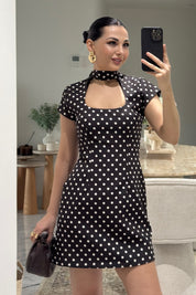 Kahve Puantiye Desenli İçi Şortlu Elbise SY-3633-Kahverengi