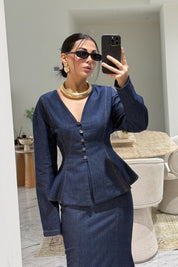 Mavi Balık Etek Gömlek Denim SY-3617-Mavi