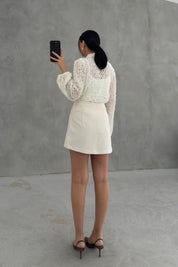 Beyaz Asimetrik Şort Etek SY-3635-Beyaz