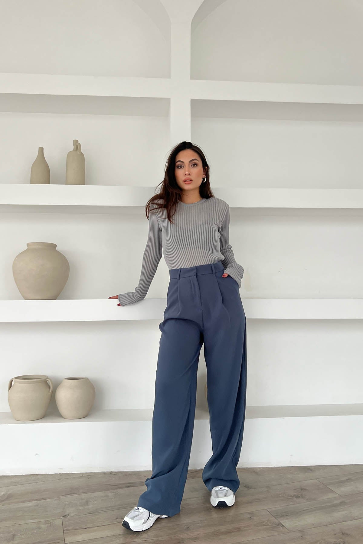 Petrol Yeşili Premium Palazzo Pantolon SY-1696-Petrol Yeşili